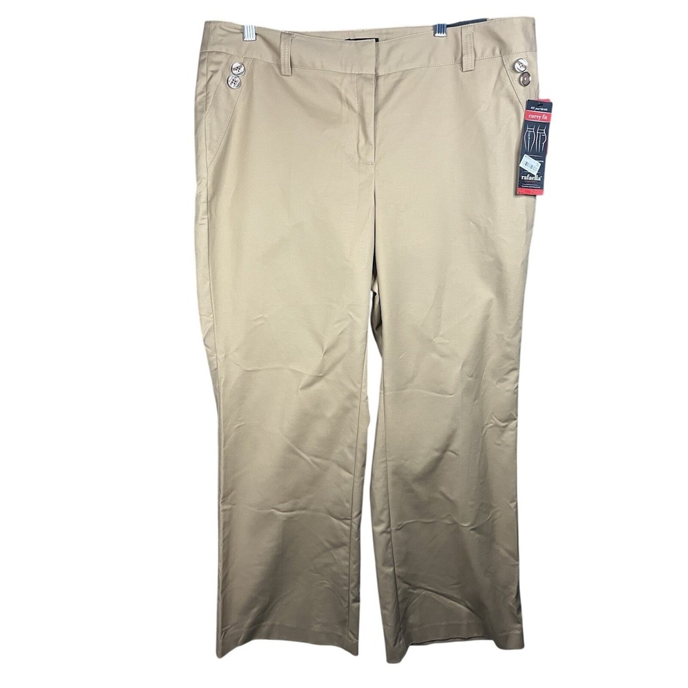 Rafaella Women's Khaki Pants Size 16 Tan Straight Leg Curvy Fit‎